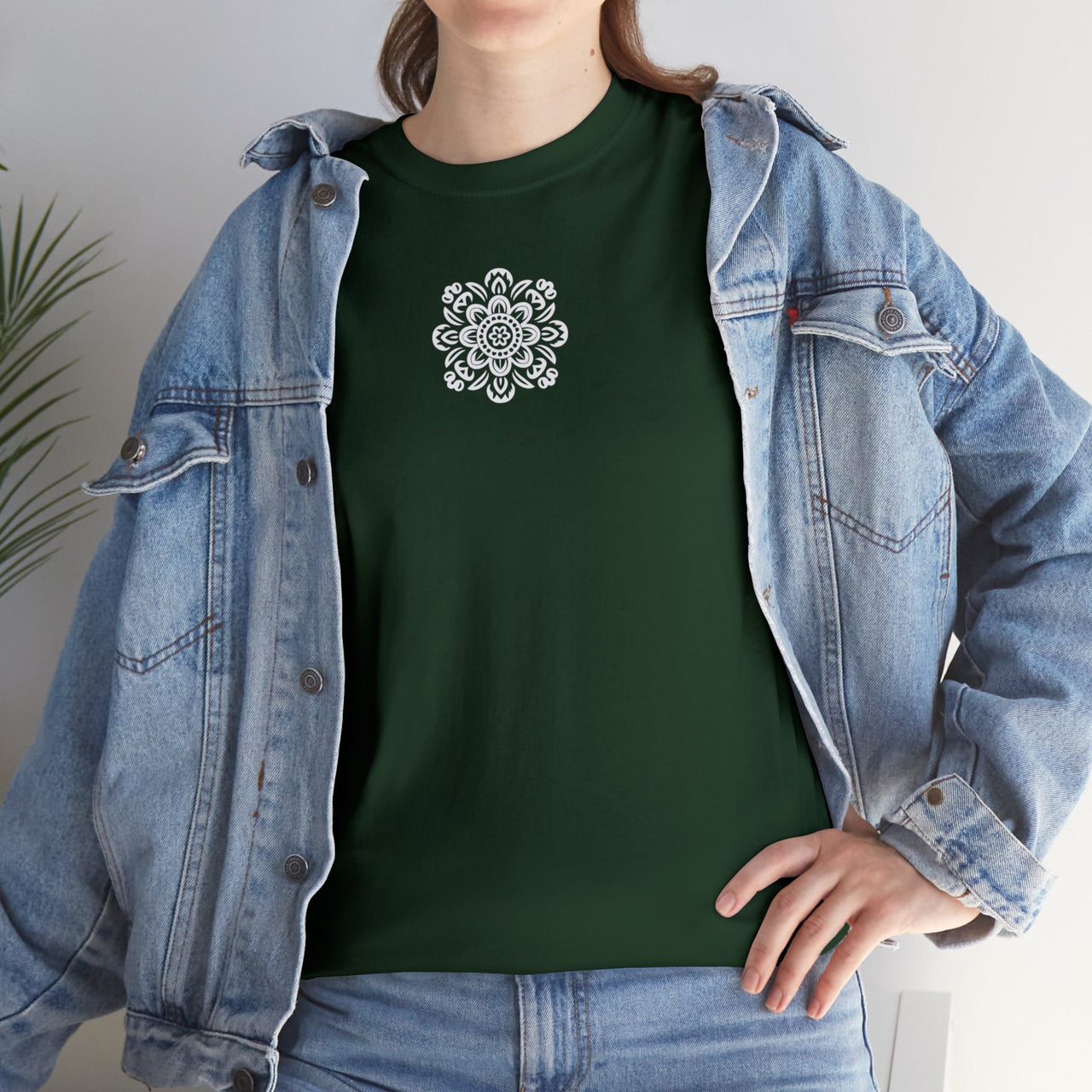 Front and Back Flower Design - Unisex Heavy Cotton Tee