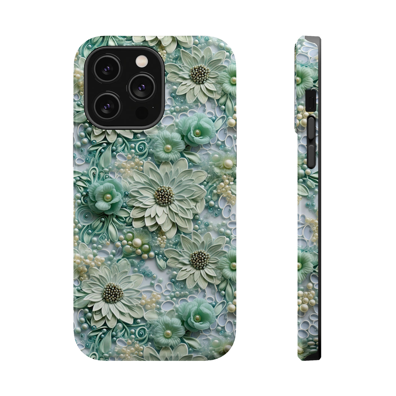 Teal Petals - MagSafe Tough Cases for iPhone 14, iPhone 14 Pro, iPhone 14 Plus, and iPhone 14 Pro Max