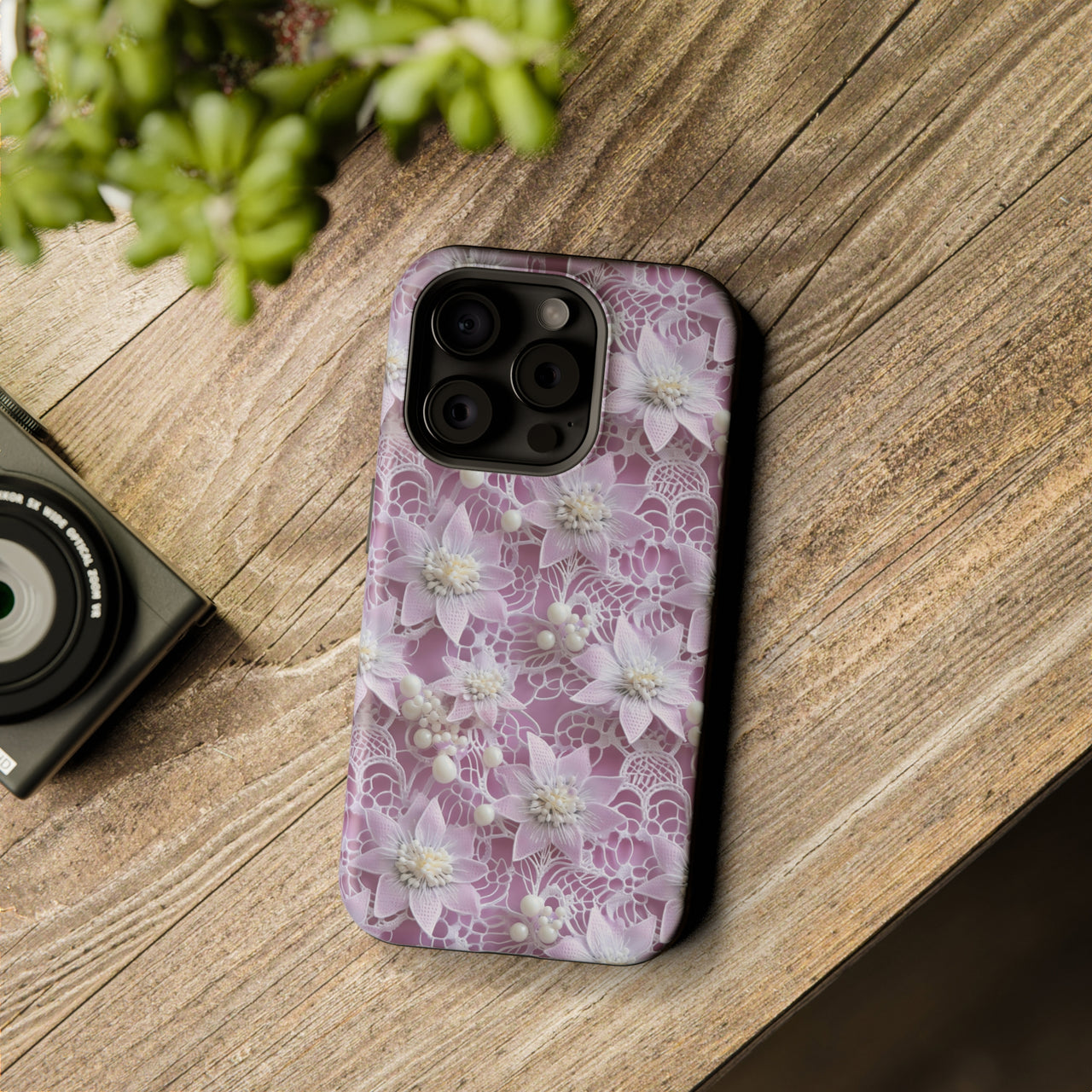 Pink Coquette Clematis - MagSafe Tough Case for iPhone 15, iPhone 15 Pro, iPhone 15 Plus, & iPhone 15 Pro Max