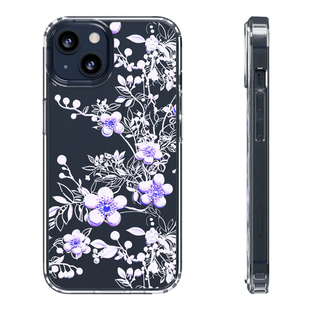 *Clear Case* Purple Petals - iPhone 13, iPhone 13 Mini, iPhone 13 Pro, iPhone 13 Pro Max - Supports Wireless Charging