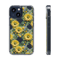 Thumbnail for *Clear Case* Whimsical Sunflowers - iPhone 13, iPhone 13 Mini, iPhone 13 Pro, iPhone 13 Pro Max - Supports Wireless Charging