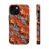 Thumbnail for Orange Petals in Silver Tapestry MagSafe Tough Cases for iPhone 13, iPhone 13 Mini, iPhone 13 Pro, and iPhone 13 Pro Max.