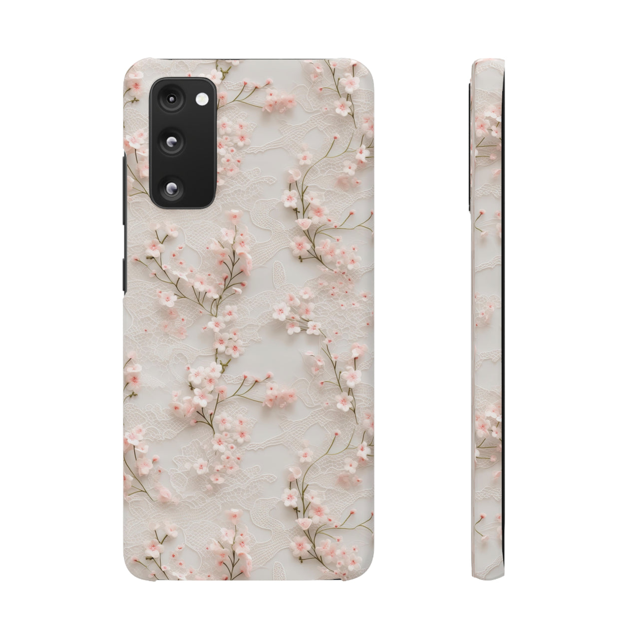 White Lace and Cherry Blossoms - Snap Case for Samsung Galaxy S20, Samsung Galaxy S20+, Samsung Galaxy S20 Ultra, & Samsung Galaxy S20 FE