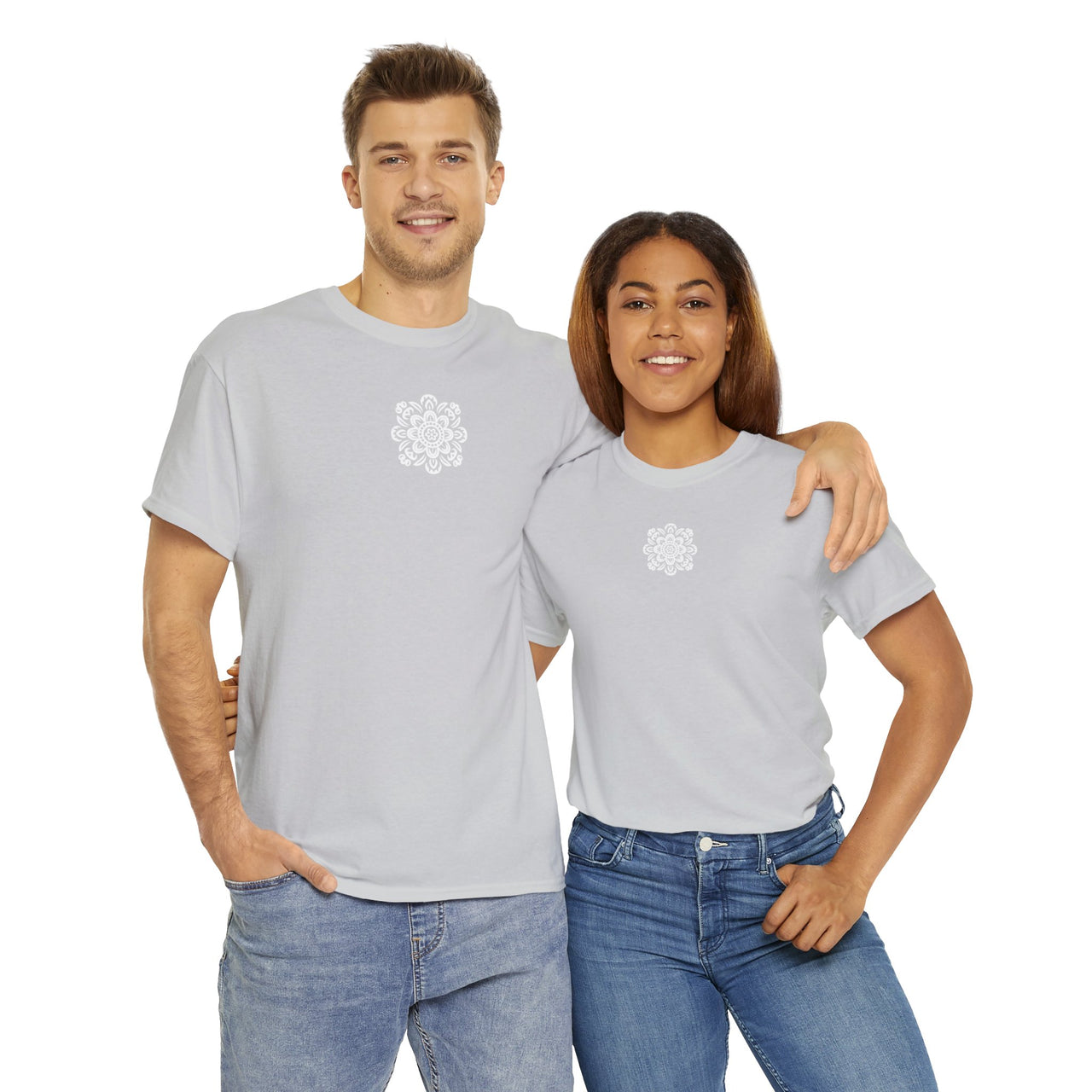 Front and Back Flower Design - Unisex Heavy Cotton Tee