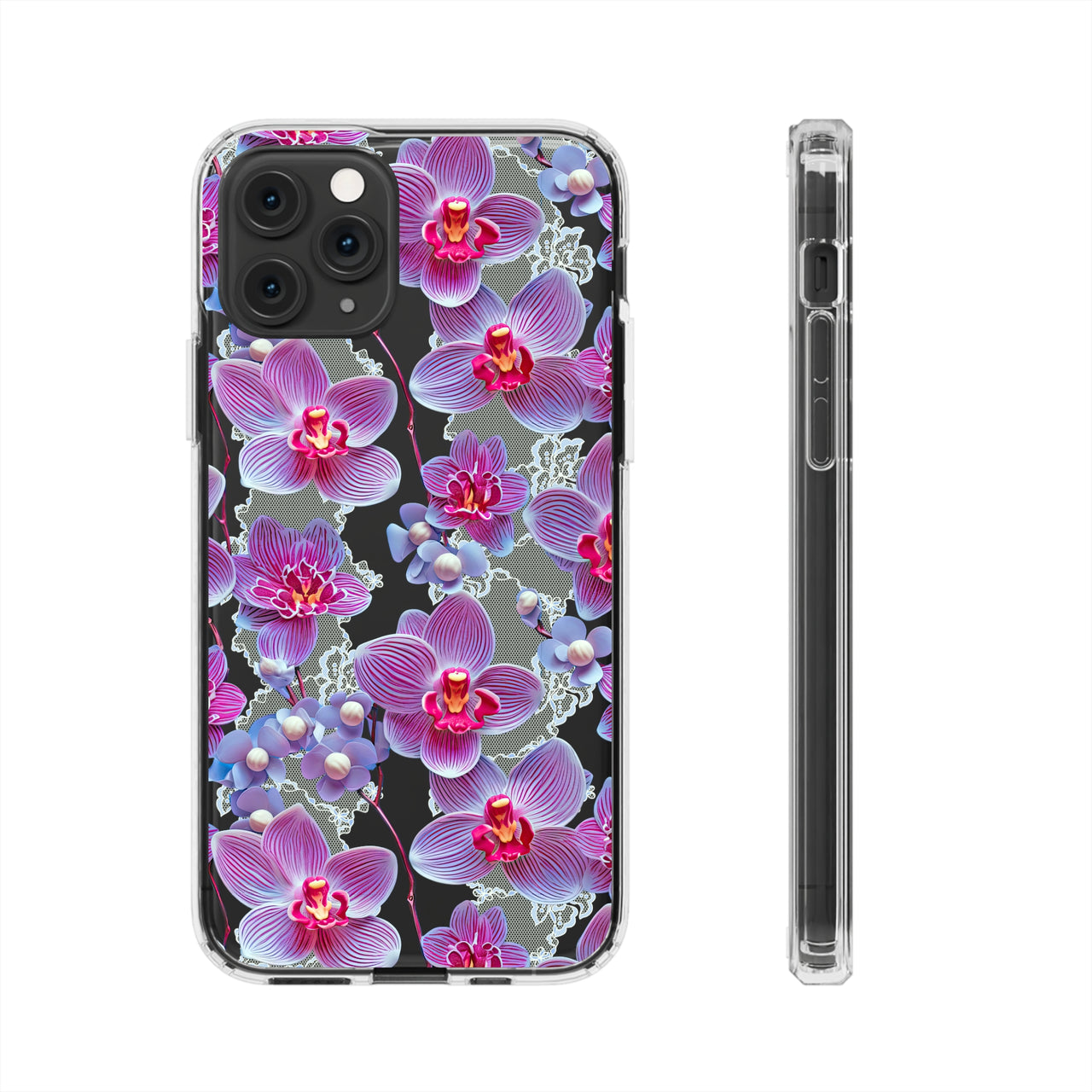 *Clear Case* Fuchsia Orchid - iPhone 11, iPhone 11 Pro, iPhone 11 Pro Max - Supports Wireless Charging