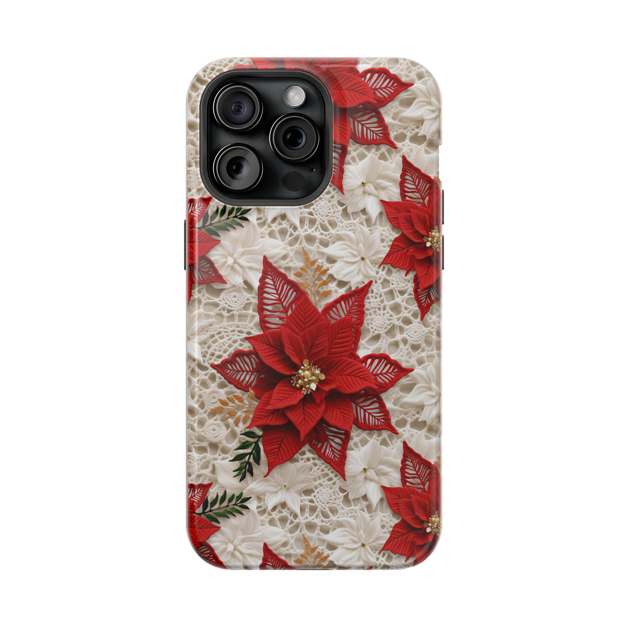 Christmas Poinsettia - MagSafe Tough Case for iPhone 15, iPhone 15 Pro, iPhone 15 Plus, & iPhone 15 Pro Max