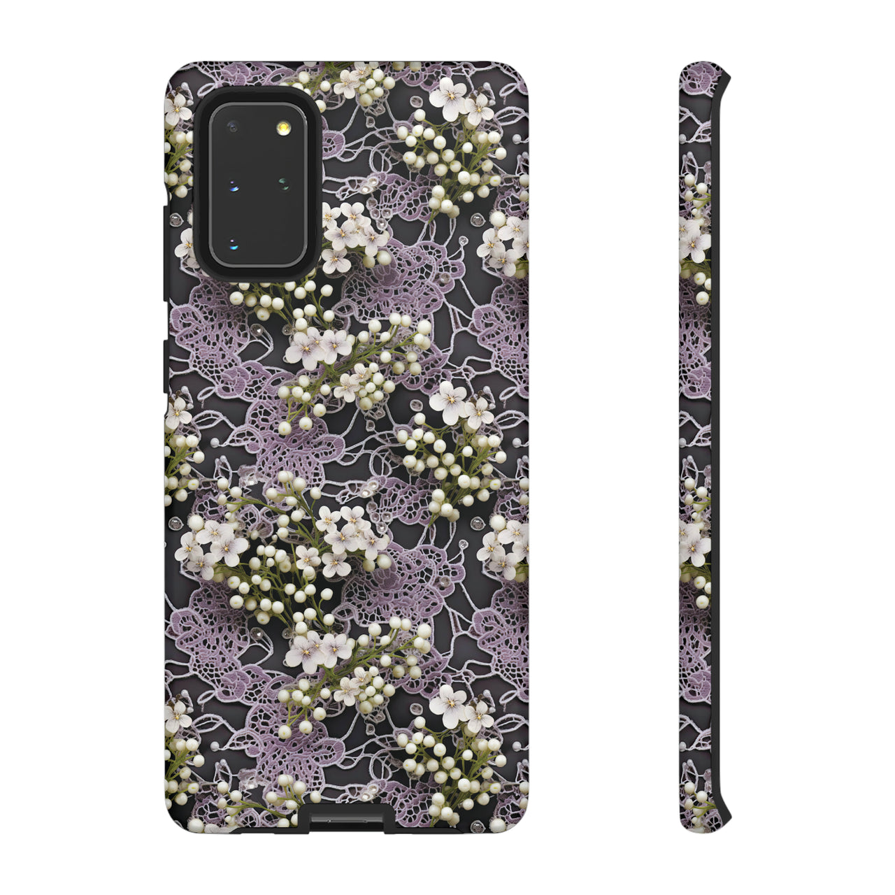 White Flowers on a Purple Bed - Tough Case for Samsung Galaxy S20, Samsung Galaxy S20+, Samsung Galaxy S20 Ultra, and Samsung Galaxy S20 FE