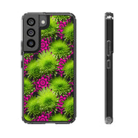 Thumbnail for *Clear Case* Green Mums and Lace - Samsung Galaxy S22, Samsung Galaxy S22 Plus, Samsung Galaxy S22 Ultra - Supports Wireless Charging