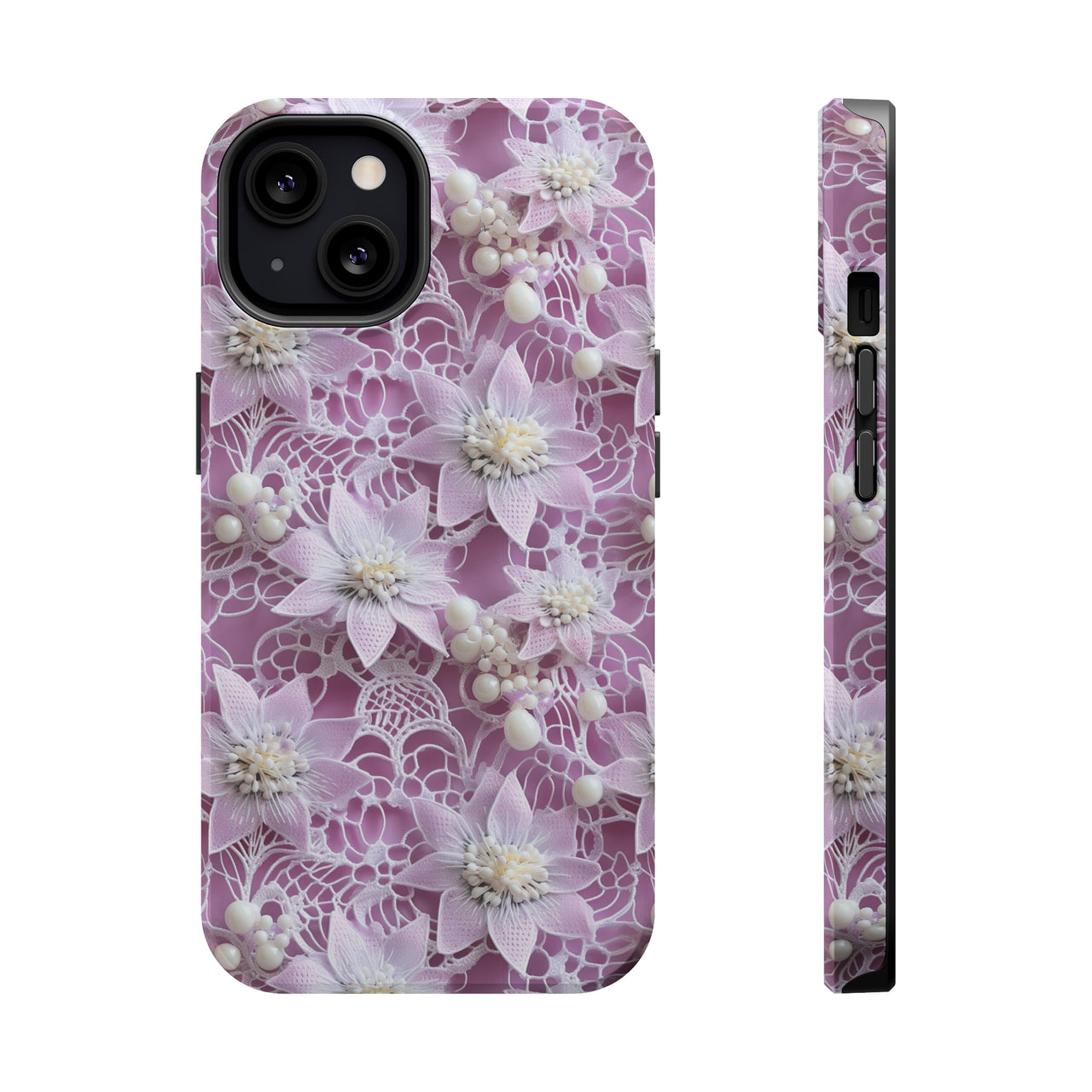 Coquette Clematis MagSafe Tough Cases for iPhone 13, iPhone 13 Mini, iPhone 13 Pro, and iPhone 13 Pro Max.