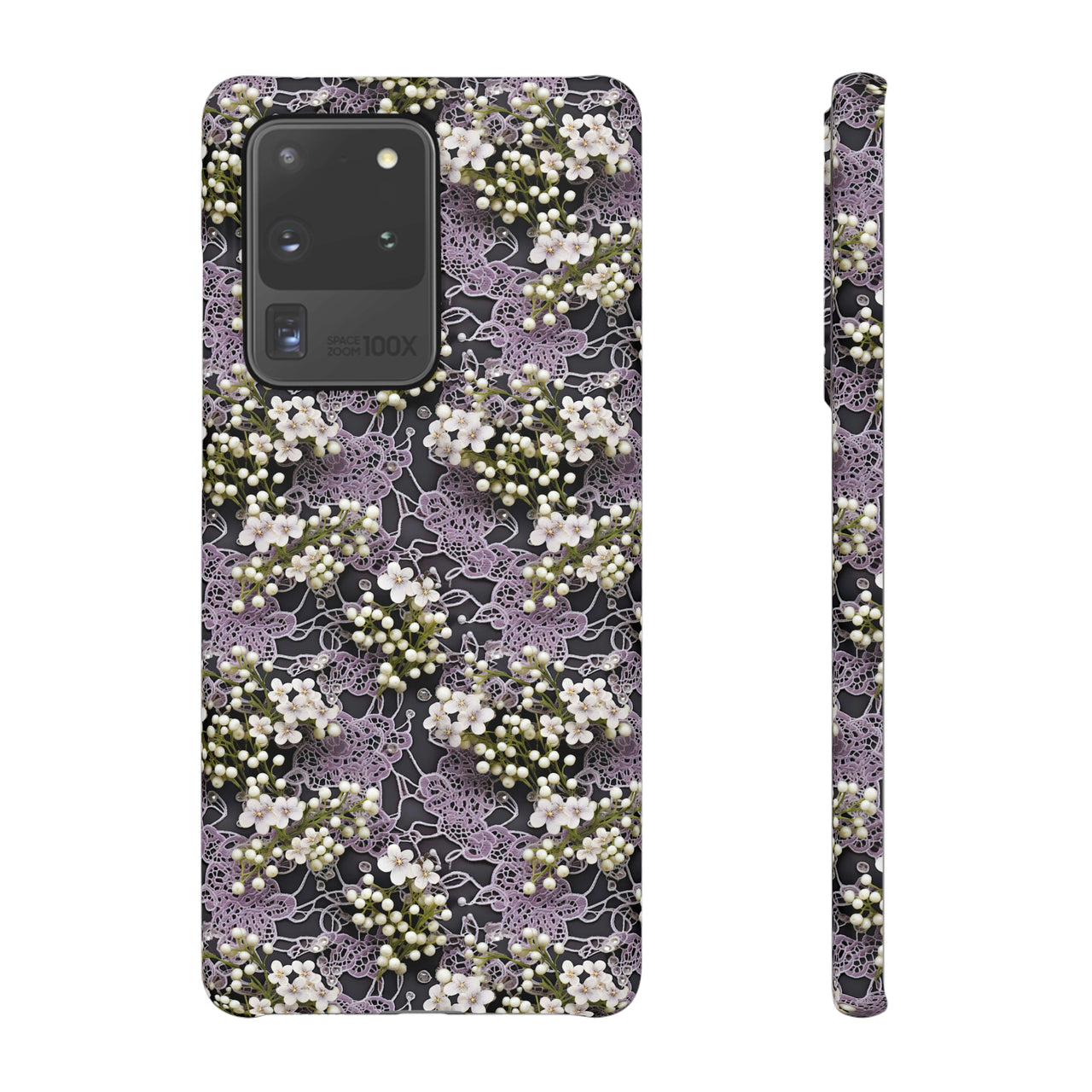 White Flowers on a Purple Bed - Snap Case for Samsung Galaxy S20, Samsung Galaxy S20+, Samsung Galaxy S20 Ultra, & Samsung Galaxy S20 FE