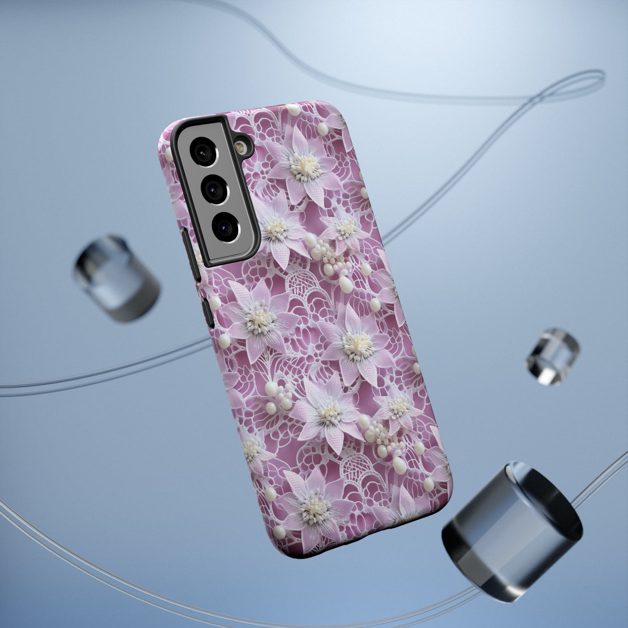 Coquette Clematis Impact-Resistant Cases for Samsung Galaxy S22, Samsung Galaxy S22 Plus, and Samsung Galaxy S22 Ultra. Supports Wireless Charging.