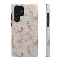 Thumbnail for White Lace and Cherry Blossoms Impact-Resistant Cases for Samsung Galaxy S22, Samsung Galaxy S22 Plus, and Samsung Galaxy S22 Ultra. Supports Wireless Charging.