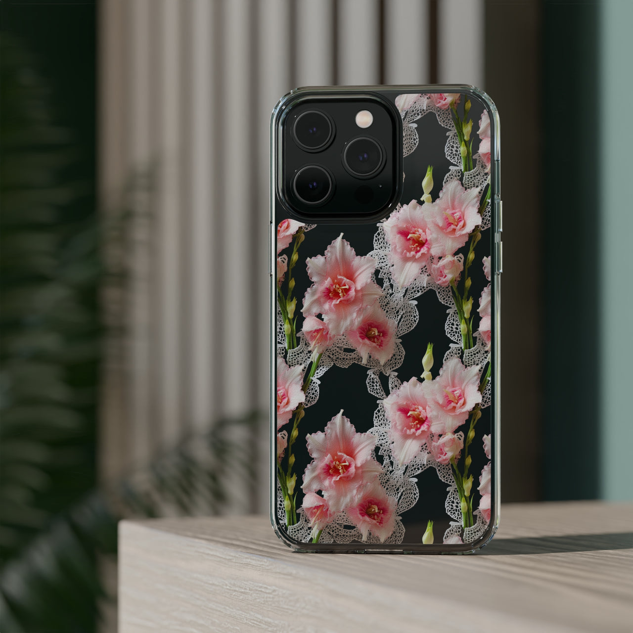 *Clear Case* Gladioli Garden - iPhone 14, iPhone 14 Pro, iPhone 14 Plus, iPhone 14 Pro Max - Supports Wireless Charging