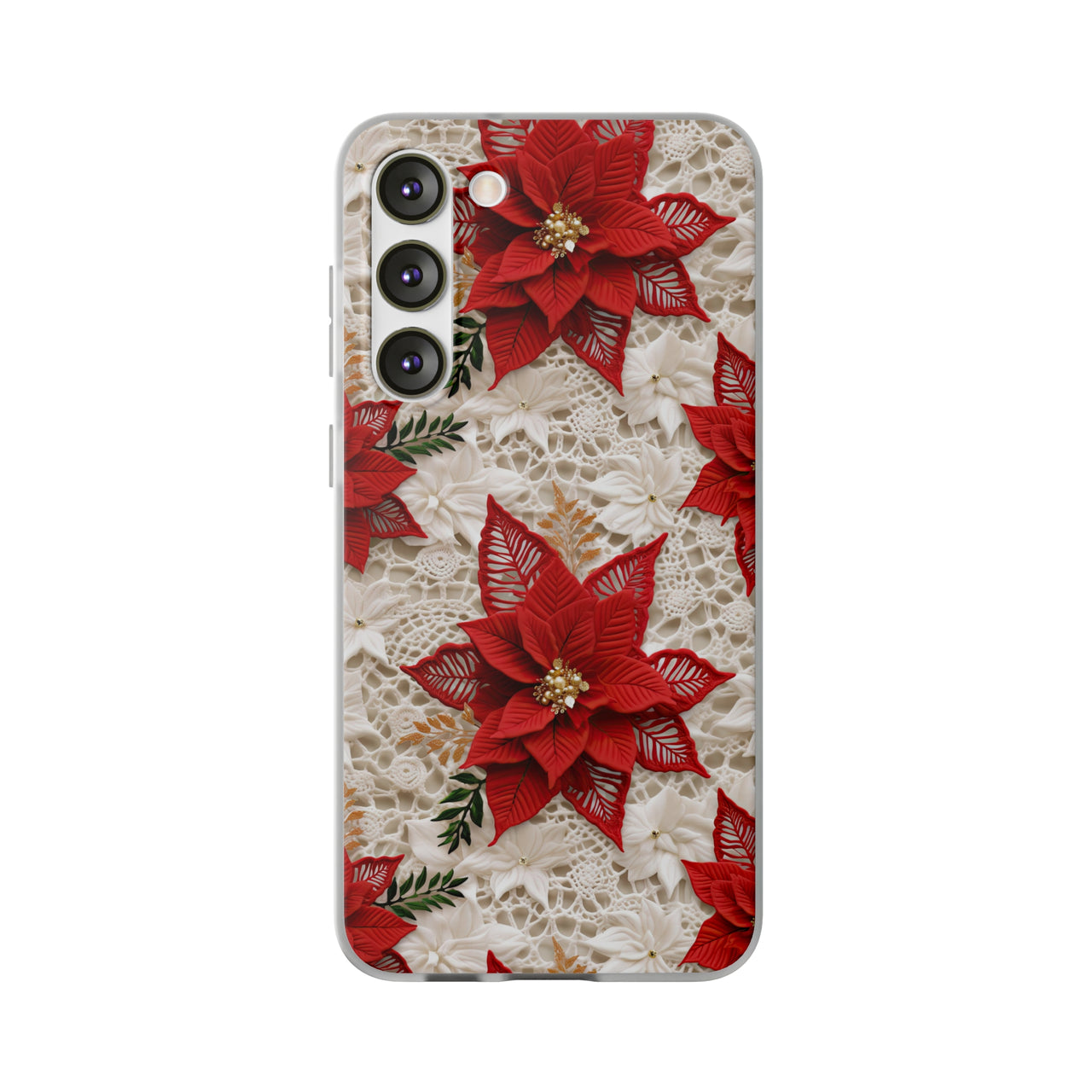 Christmas Poinsettia - Flexi Cases for Samsung Galaxy S23, Samsung Galaxy S23 Plus, and Samsung Galaxy S23 Ultra