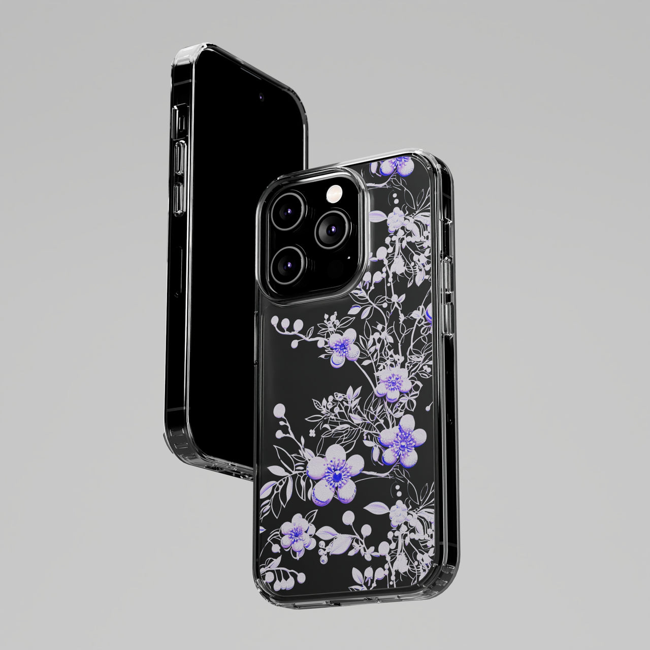 *Clear Case* Purple Petals - iPhone 14, iPhone 14 Pro, iPhone 14 Plus, iPhone 14 Pro Max - Supports Wireless Charging