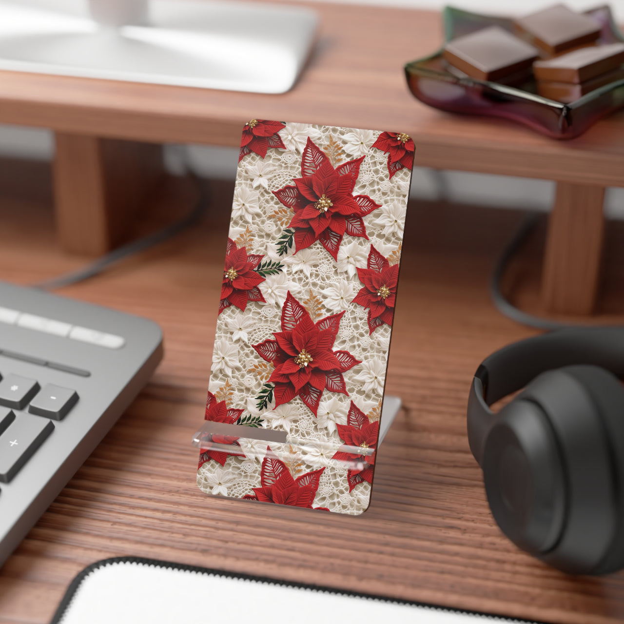 Christmas Poinsettia Mobile Display Stand for Smartphones