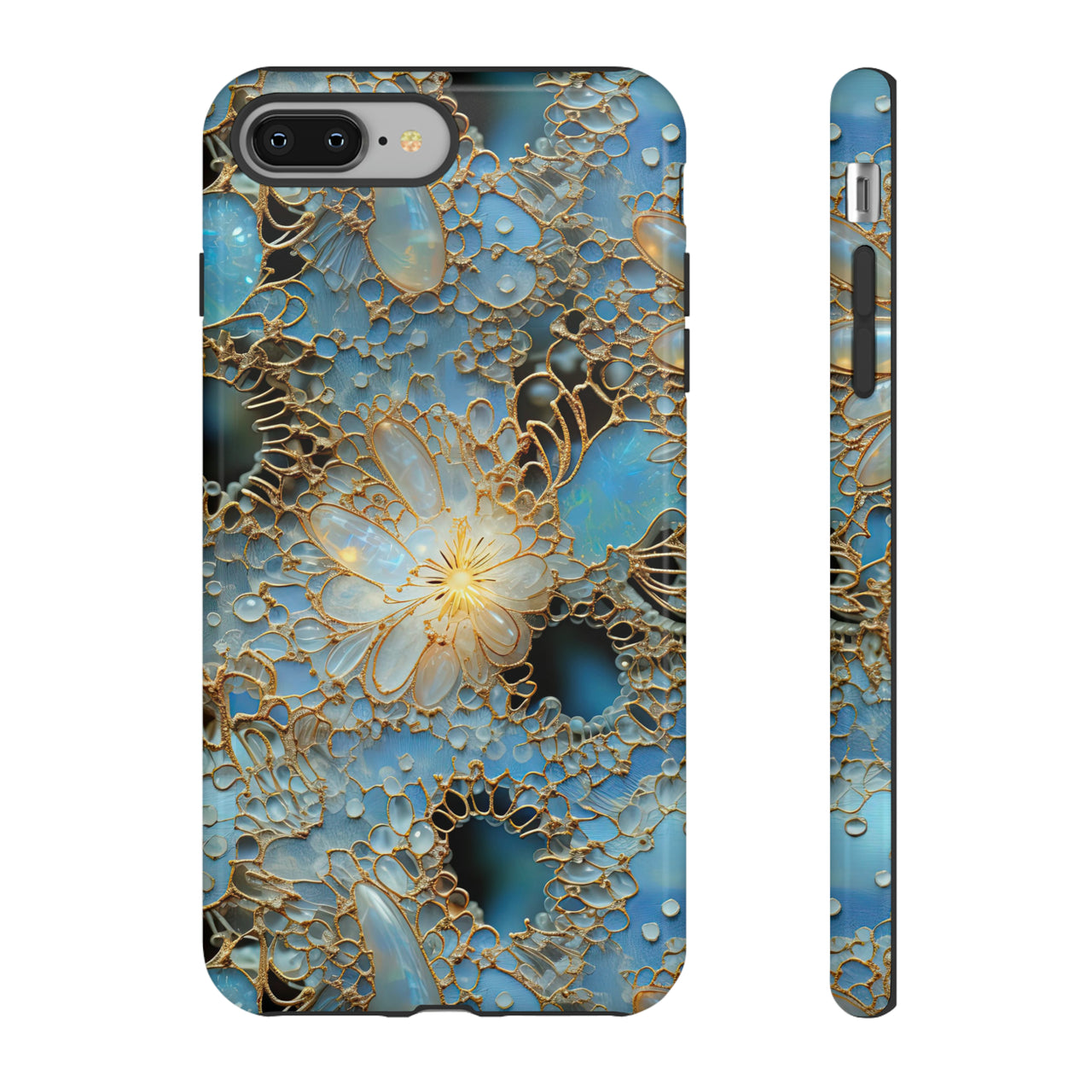 Gemstones and Gold Lace Tough Cases for iPhone 8 and iPhone 8 Plus