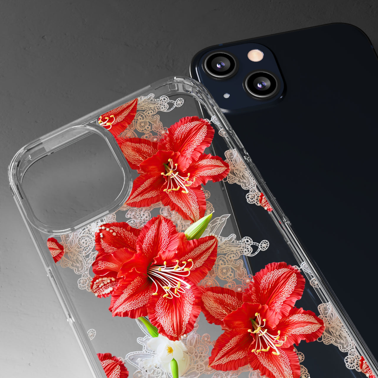 *Clear Case* Enchanting Amaryllis - iPhone 13, iPhone 13 Mini, iPhone 13 Pro, iPhone 13 Pro Max - Supports Wireless Charging