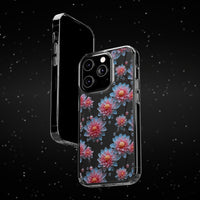 Thumbnail for *Clear Case* Pink and Blue Glass Flowers - iPhone 14, iPhone 14 Pro, iPhone 14 Plus, iPhone 14 Pro Max - Supports Wireless Charging