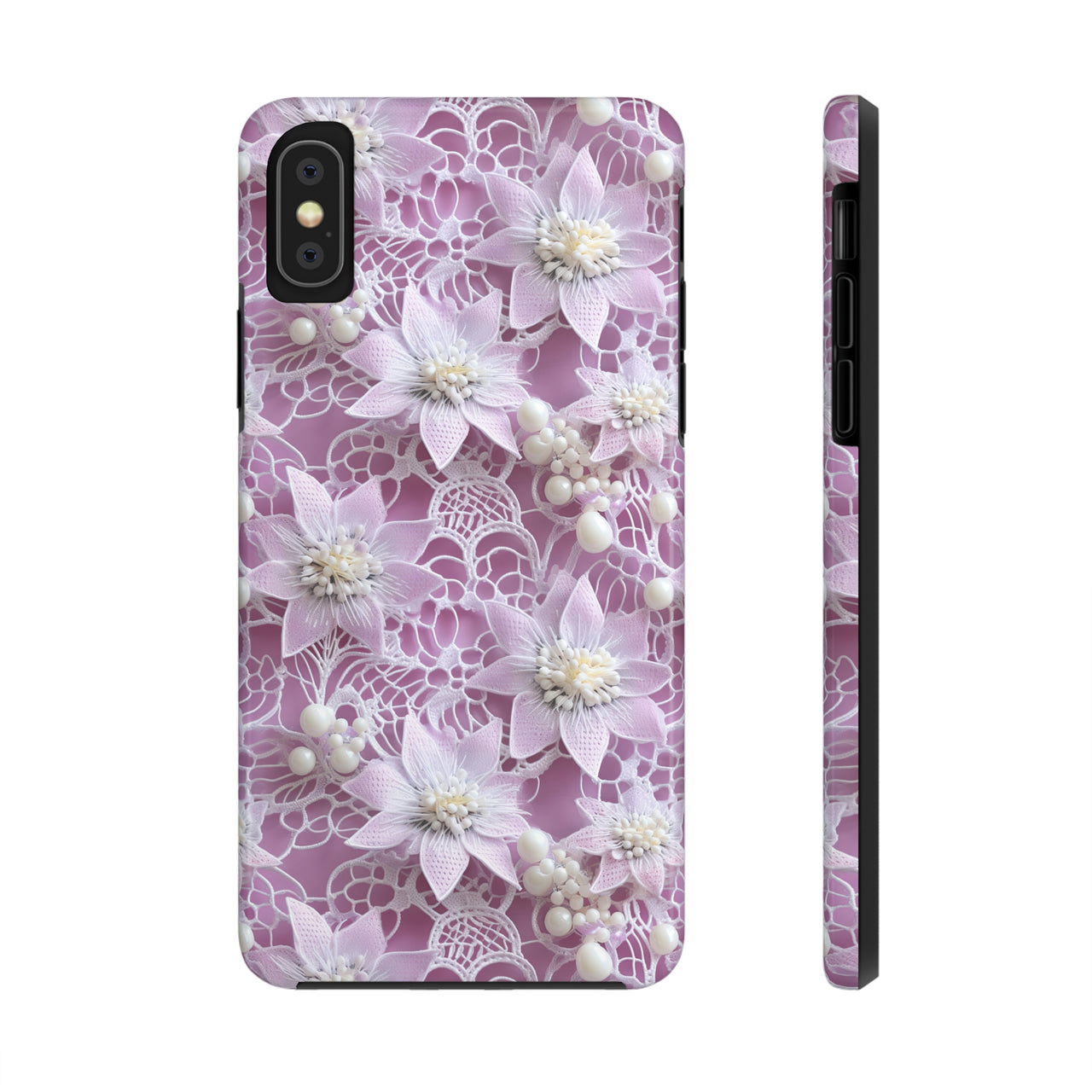 Coquette Clematis Tough Phone Cases for iPhone X, iPhone XR, iPhone XS, and iPhone XS MAX. Supports Wireless Charging.