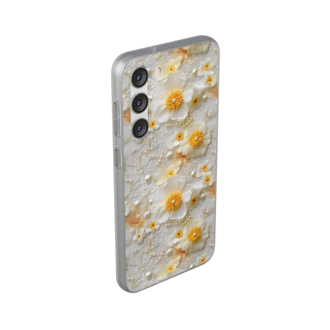 Yellow and White Floral - Flexi Cases for Samsung Galaxy S23, Samsung Galaxy S23 Plus, and Samsung Galaxy S23 Ultra