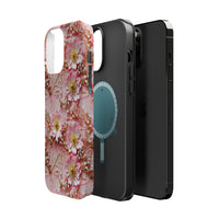 Thumbnail for Gold-Kissed Flowers on Pink Lace - MagSafe Tough Cases for iPhone 13, iPhone 13 Mini, iPhone 13 Pro, and iPhone 13 Pro Max.