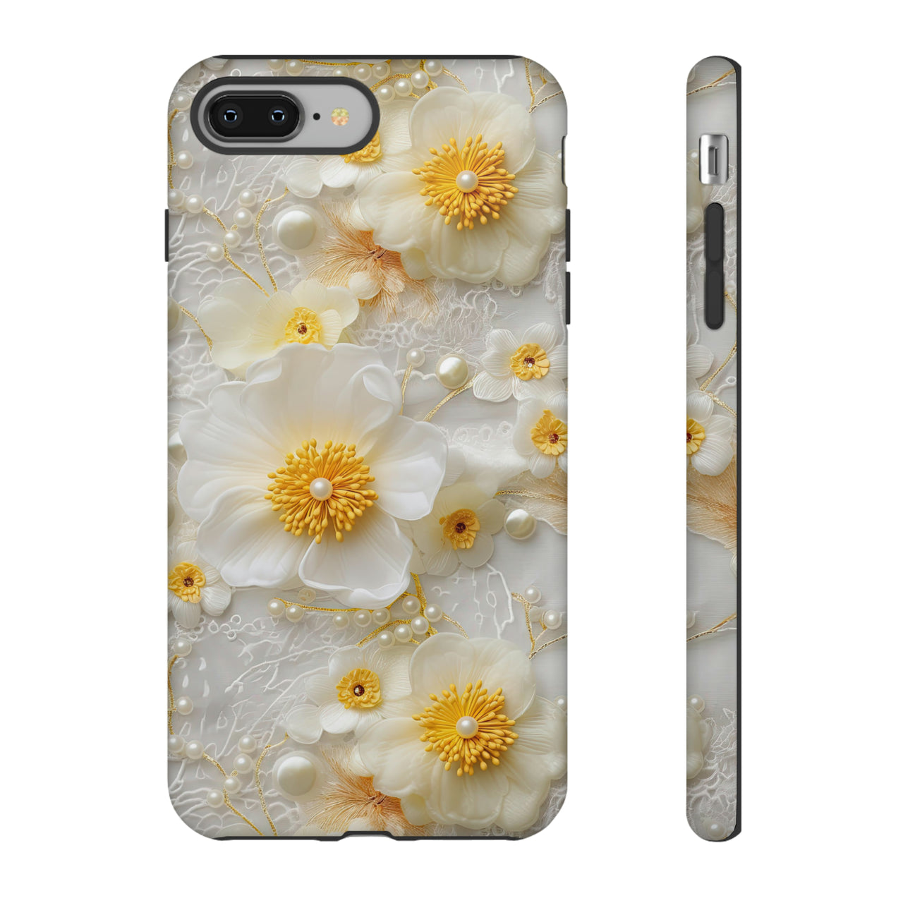 White and Yellow Floral Tough Cases for iPhone 8 and iPhone 8 Plus