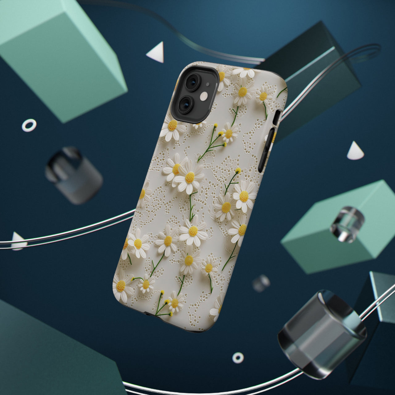 Daisy Impact-Resistant Cases for iPhone 11, iPhone 11 Pro, and iPhone 11 Pro Max. Supports Wireless Charging.