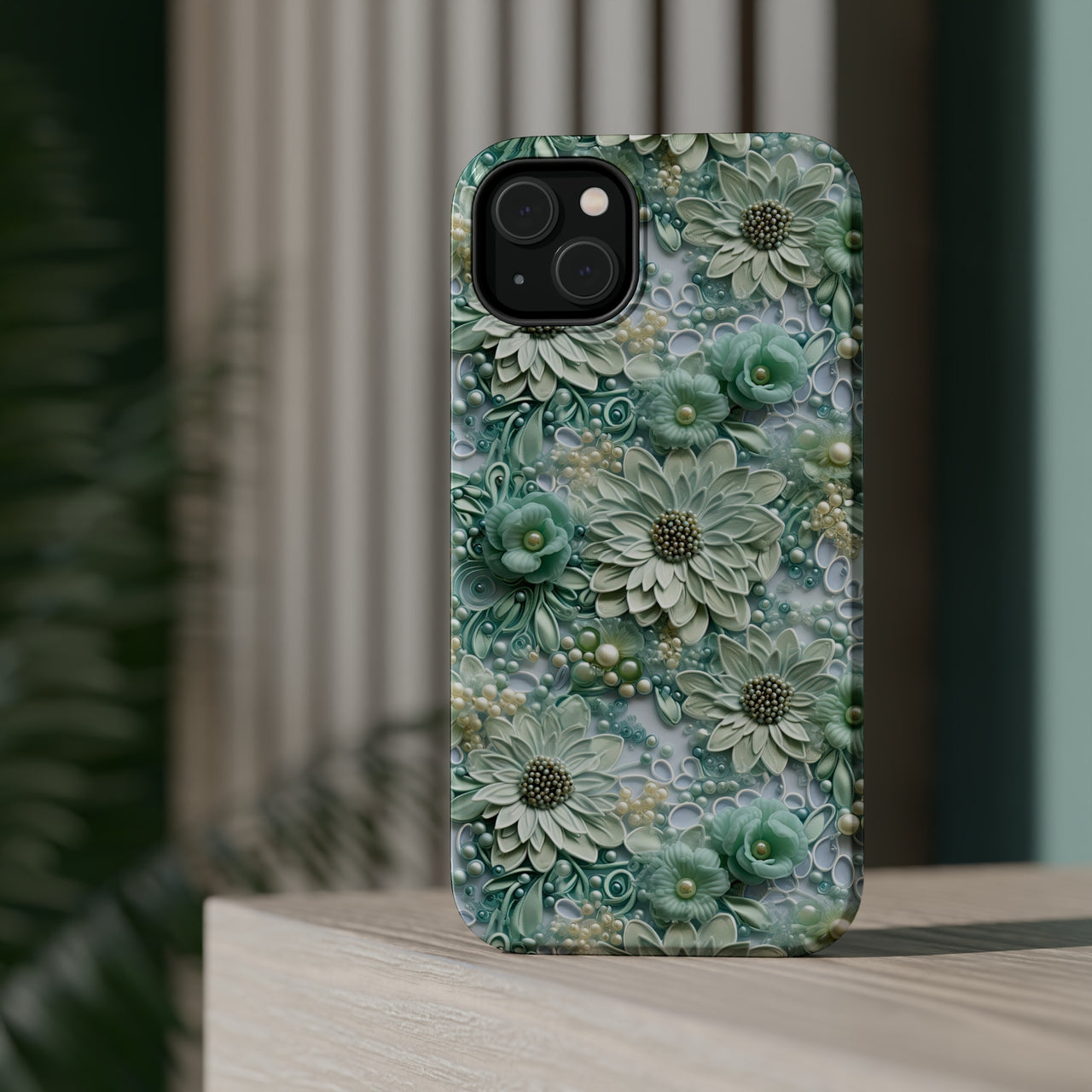 Teal Petals - MagSafe Tough Cases for iPhone 14, iPhone 14 Pro, iPhone 14 Plus, and iPhone 14 Pro Max