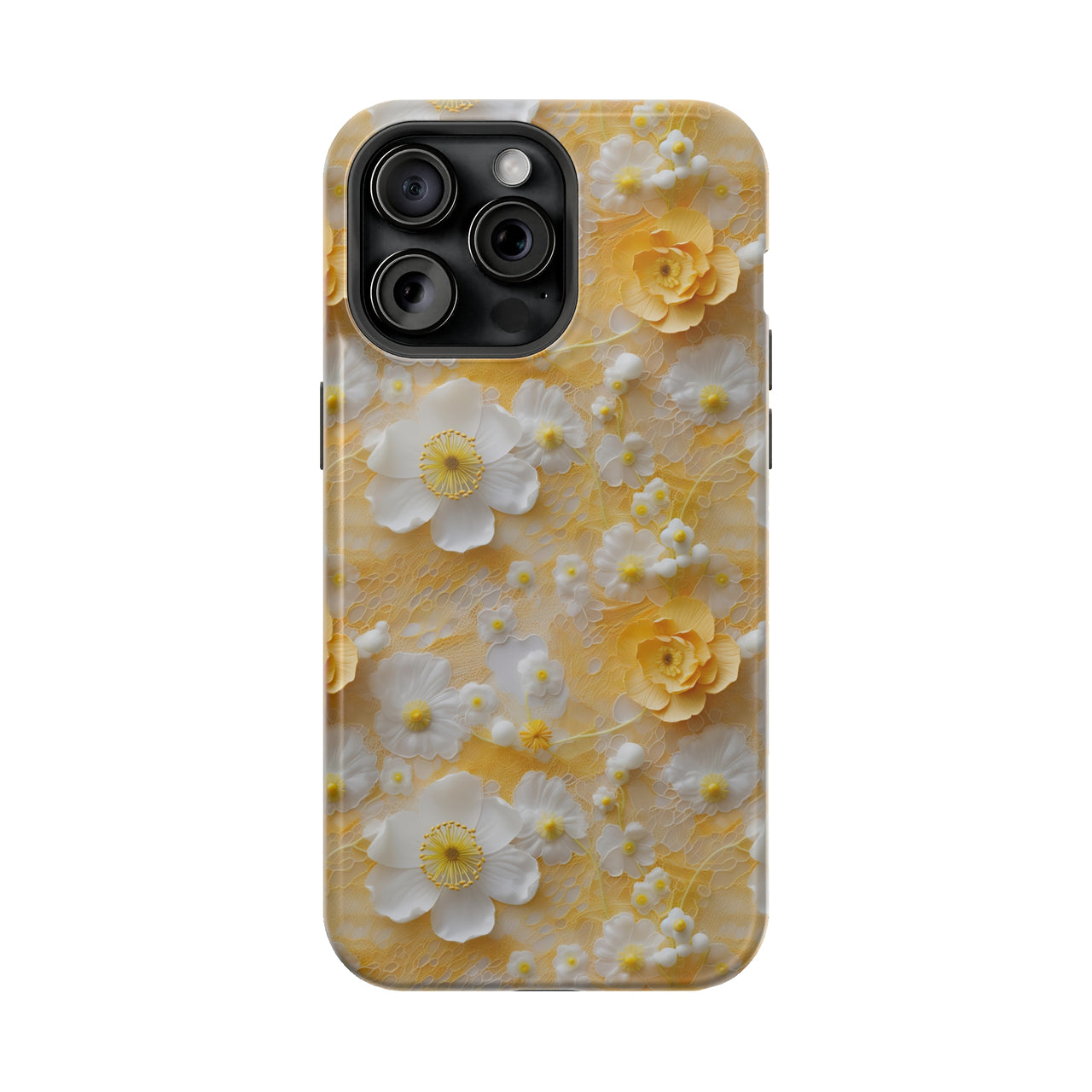 Yellow Floral - MagSafe Tough Case for iPhone 15, iPhone 15 Pro, iPhone 15 Plus, & iPhone 15 Pro Max