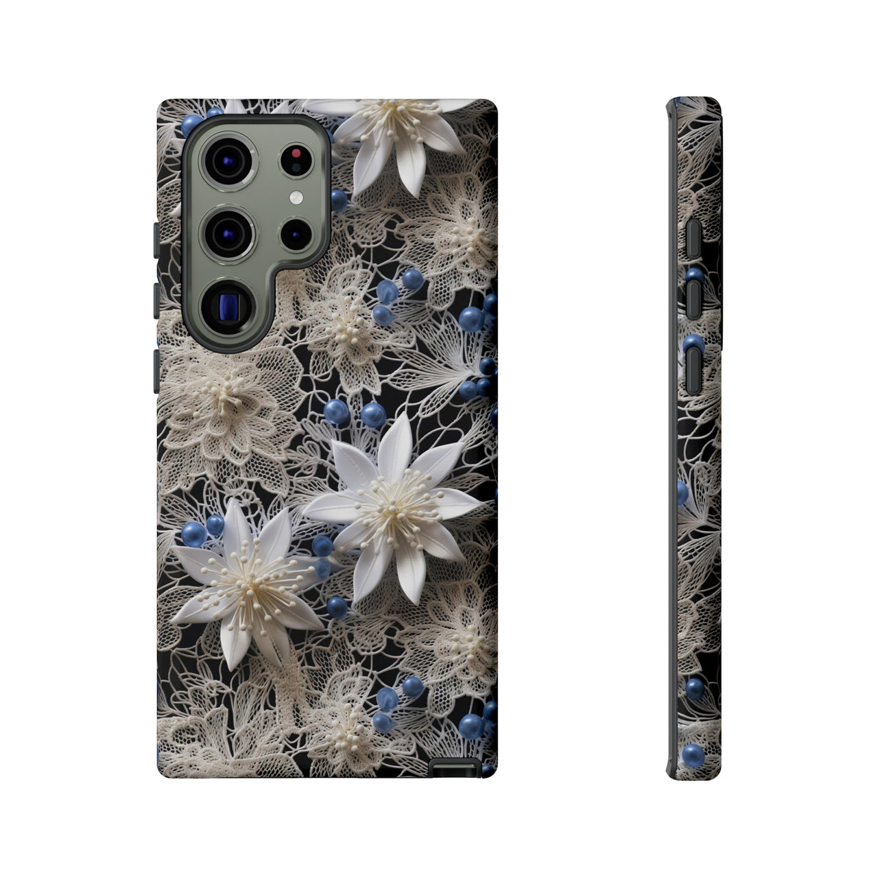 Vintage Lace and Clematis Tough Cases for Samsung Galaxy S23, Samsung Galaxy S23 Plus, and Samsung Galaxy S23 Ultra