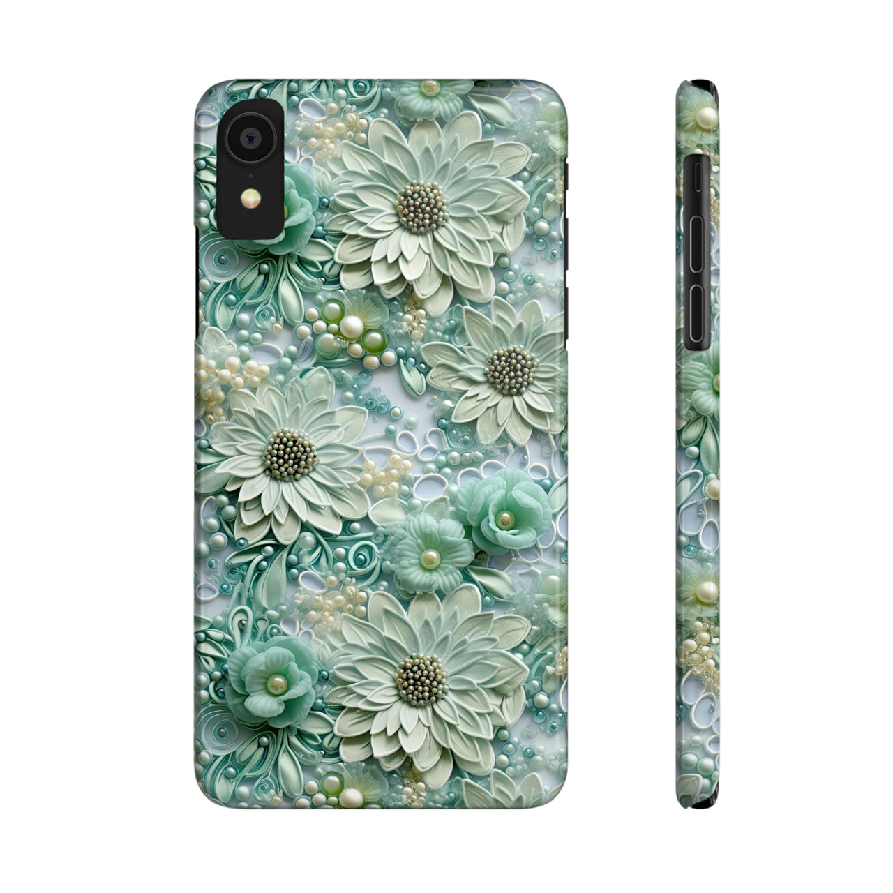 Teal Petals - Slim Phone Cases for iPhone X, iPhone XR, iPhone XS, and iPhone XS MAX