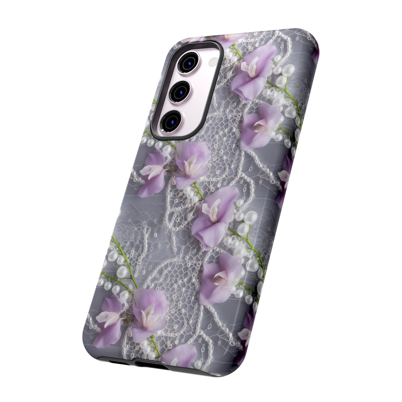 Purple Sweet Pea Tough Cases for Samsung Galaxy S23, Samsung Galaxy S23 Pls, and Samsung Galaxy S23 Ultra