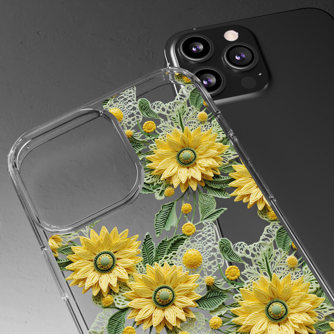 *Clear Case* Whimsical Sunflowers - iPhone 13, iPhone 13 Mini, iPhone 13 Pro, iPhone 13 Pro Max - Supports Wireless Charging