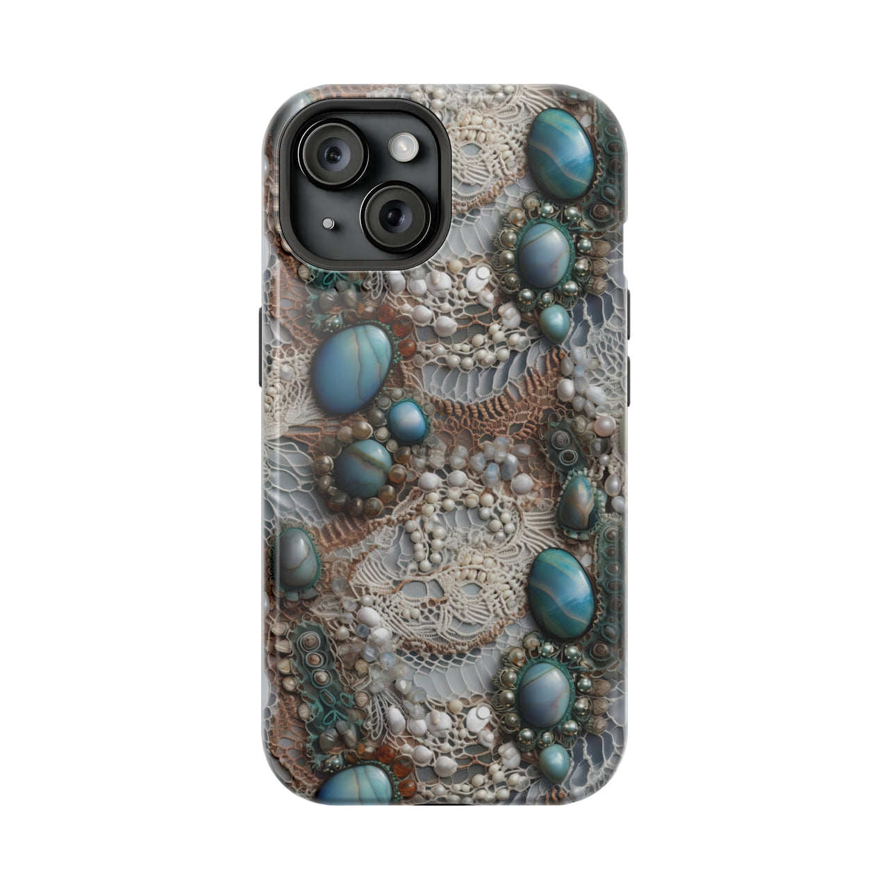 Boho Agate and Lace - MagSafe Tough Case for iPhone 15, iPhone 15 Pro, iPhone 15 Plus, & iPhone 15 Pro Max