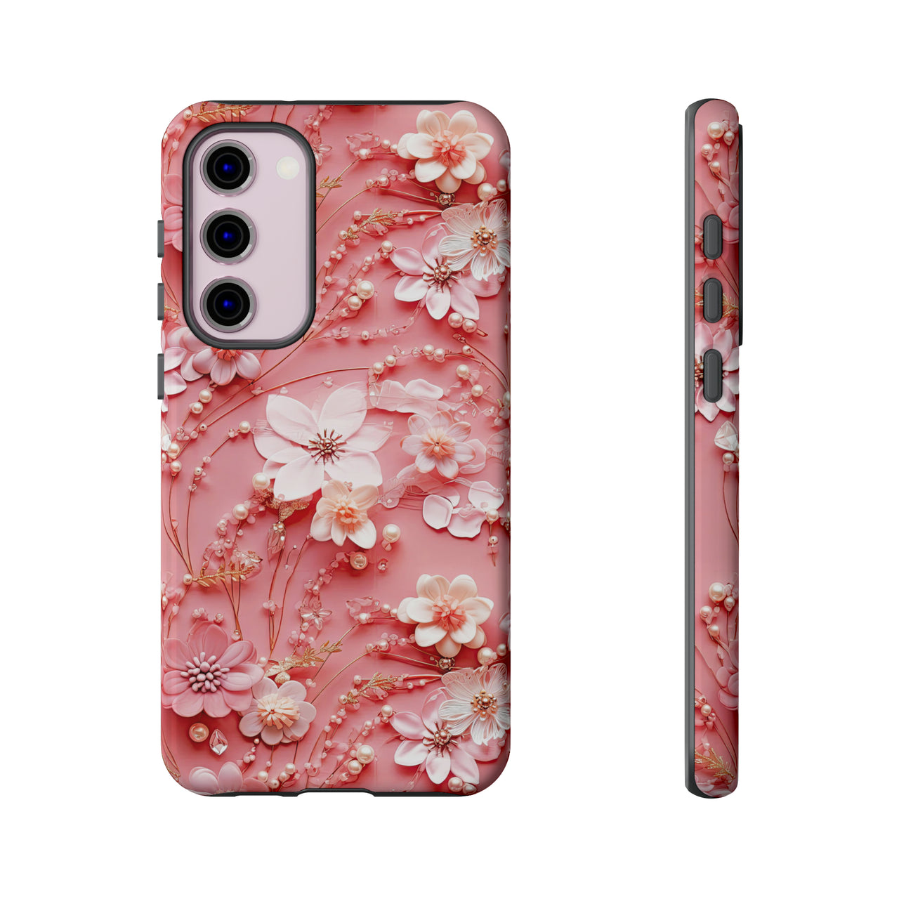 Floral Champagne Toast Tough Case for Samsung Galaxy S23, Samsung Galaxy S23 Plus, and Samsung Galaxy S23 Ultra