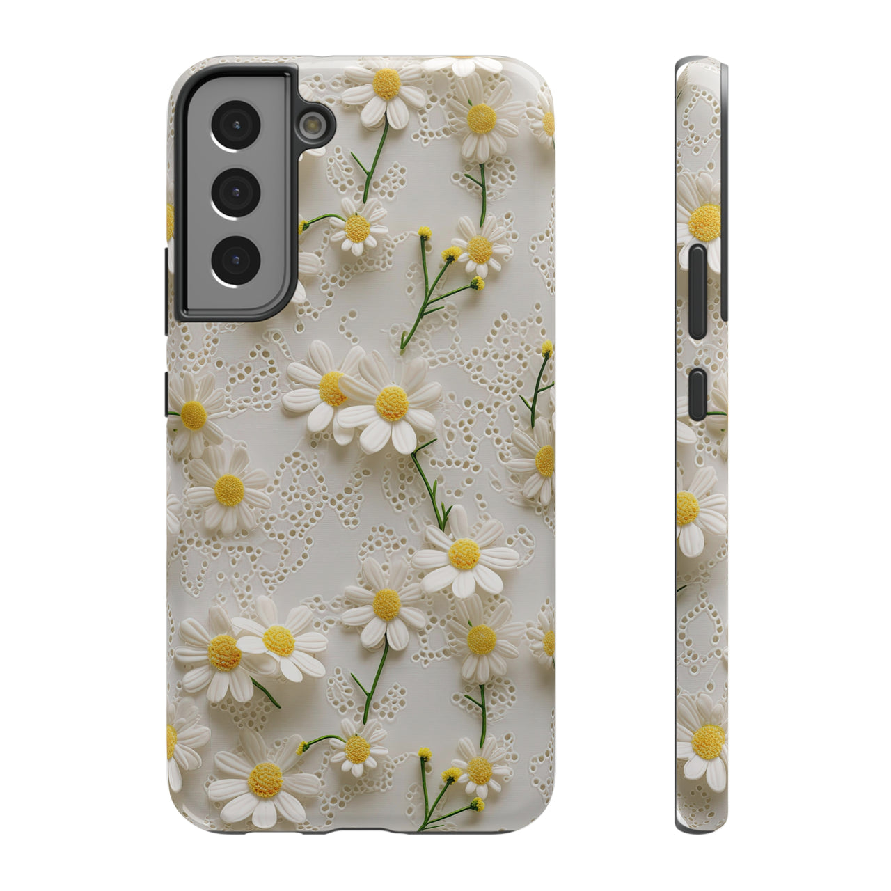 Daisy Impact-Resistant Cases for Samsung Galaxy S22, Samsung Galaxy S22 Plus, and Samsung Galaxy S22 Ultra. Supports Wireless Charging.