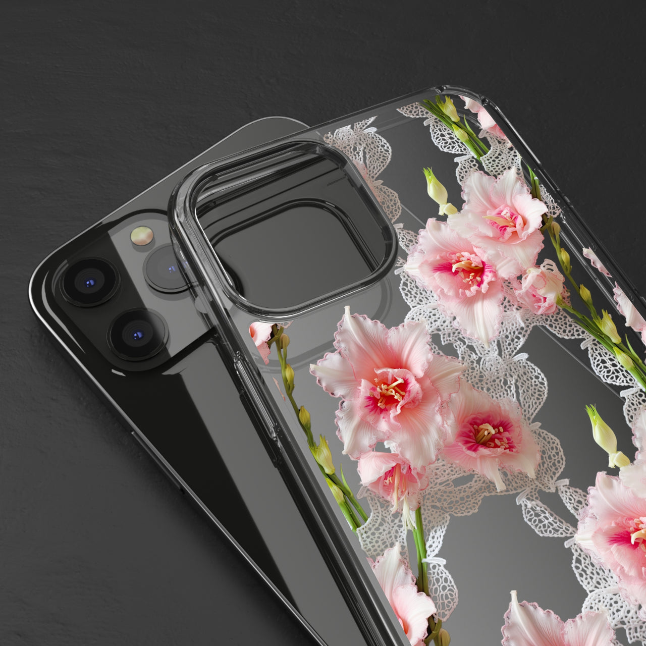 *Clear Case* Gladioli Garden - iPhone 12, iPhone 12 Mini, iPhone 12 Pro, iPhone 12 Pro Max - Supports Wireless Charging