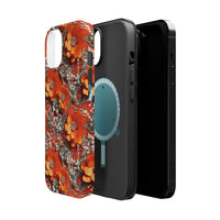 Thumbnail for Orange Petals in Silver Tapestry MagSafe Tough Cases for iPhone 14, iPhone 14 Pro, iPhone 14 Plus, and iPhone 14 Pro Max