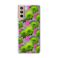 Thumbnail for *Clear Case* Green Mums and Lace - Samsung Galaxy S21, Samsung Galaxy S21 Plus, Samsung Galaxy S21 Ultra - Supports Wireless Charging