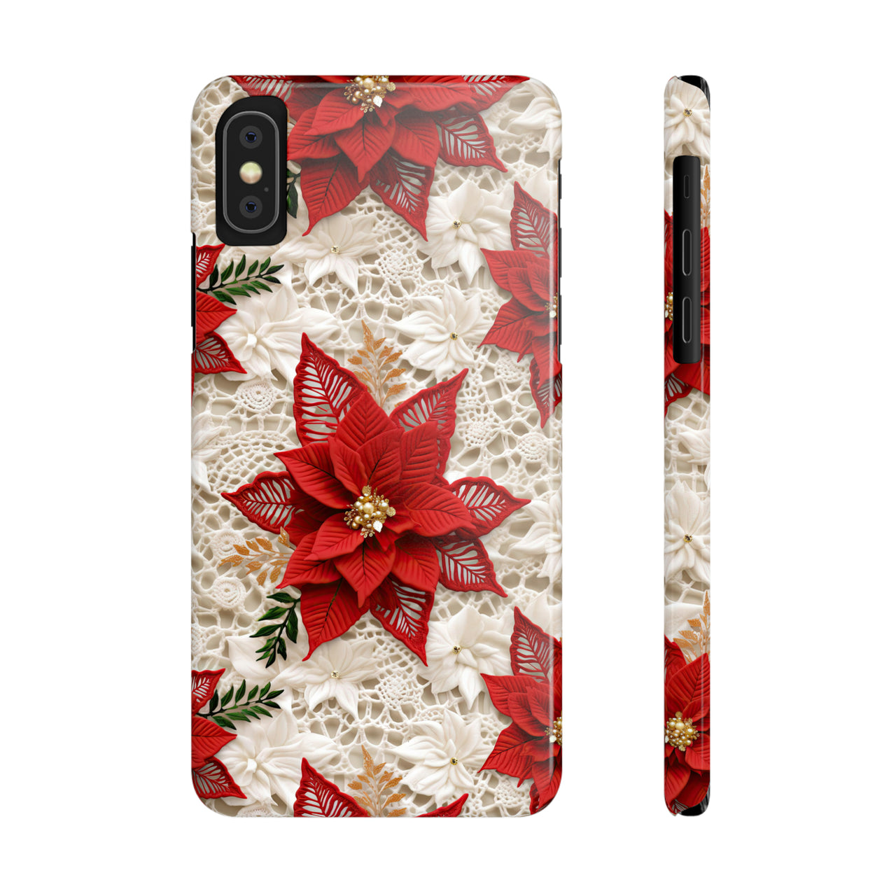 Christmas Poinsettia - Slim Phone Cases for iPhone X, iPhone XR, iPhone XS, and iPhone XS MAX