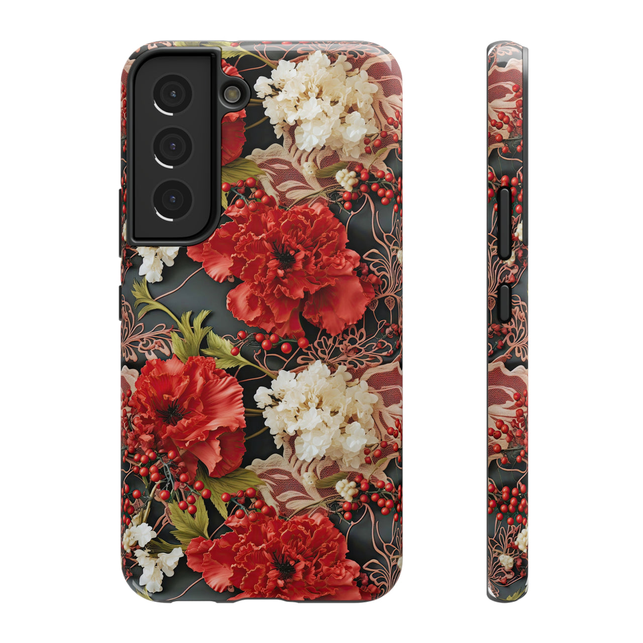 Carnation for January Birthday - Impact-Resistant Case for Samsung Galaxy S22, Samsung Galaxy S22 Plus, and Samsung Galaxy S22 Ultra. Supports Wireless Charging.