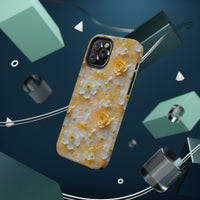 Thumbnail for Yellow Floral Impact-Resistant Case for iPhone 12, iPhone 12 Mini, iPhone 12 Pro, and iPhone 12 Pro Max. Supports Wireless Charging.