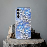 Thumbnail for Pearls and Lace on Baby Blue - Flexi Cases for Samsung Galaxy S23, Samsung Galaxy S23 Plus, and Samsung Galaxy S23 Ultra