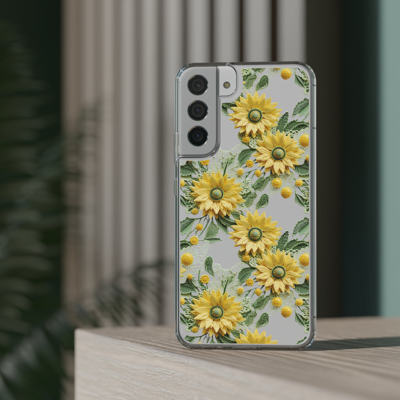 *Clear Case* Whimsical Sunflowers - Samsung Galaxy S22, Samsung Galaxy S22 Plus, Samsung Galaxy S22 Ultra - Supports Wireless Charging