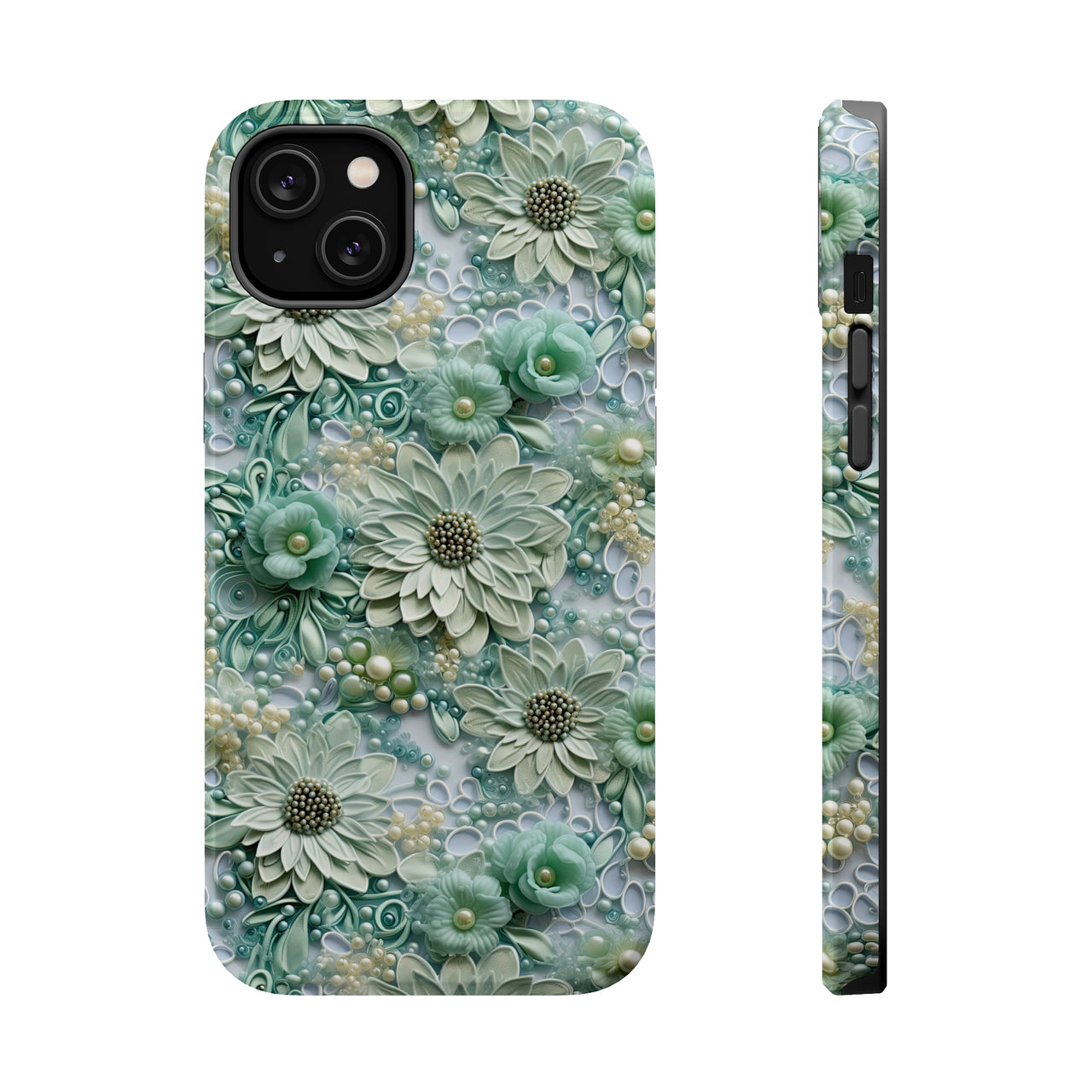 Teal Petals - MagSafe Tough Cases for iPhone 14, iPhone 14 Pro, iPhone 14 Plus, and iPhone 14 Pro Max