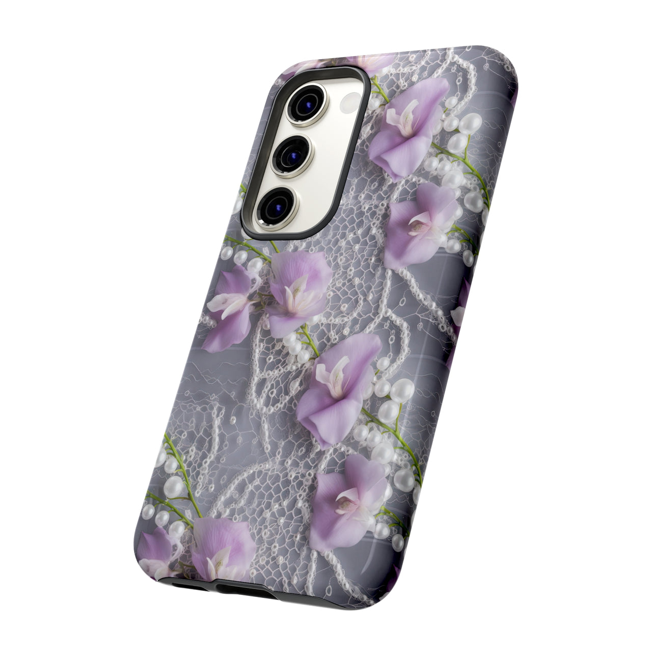 Purple Sweet Pea Tough Cases for Samsung Galaxy S23, Samsung Galaxy S23 Pls, and Samsung Galaxy S23 Ultra