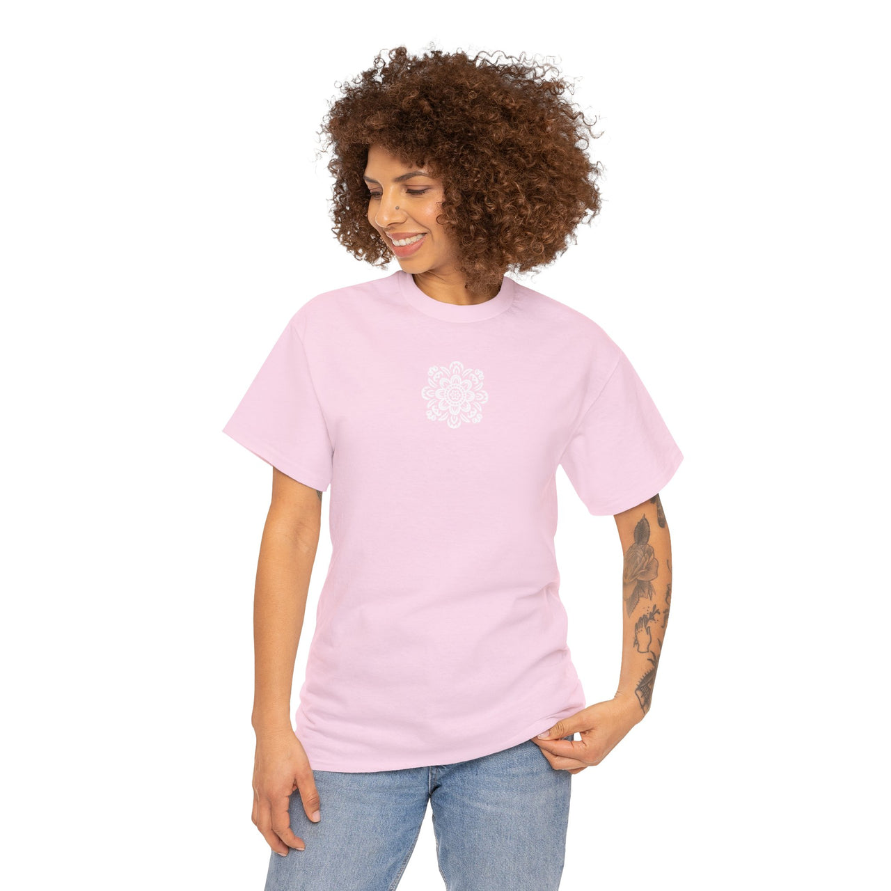 Front and Back Flower Design - Unisex Heavy Cotton Tee