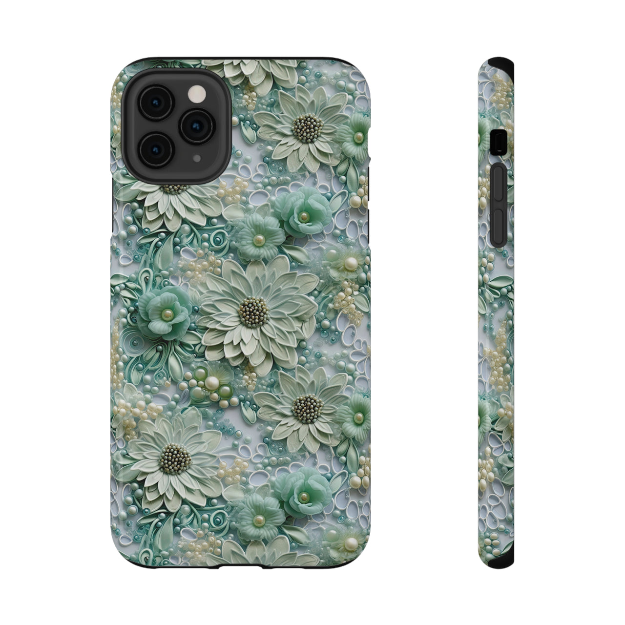 Teal Petals - Impact-Resistant Cases for iPhone 11, iPhone 11 Pro, and iPhone 11 Pro Max. Supports Wireless Charging.