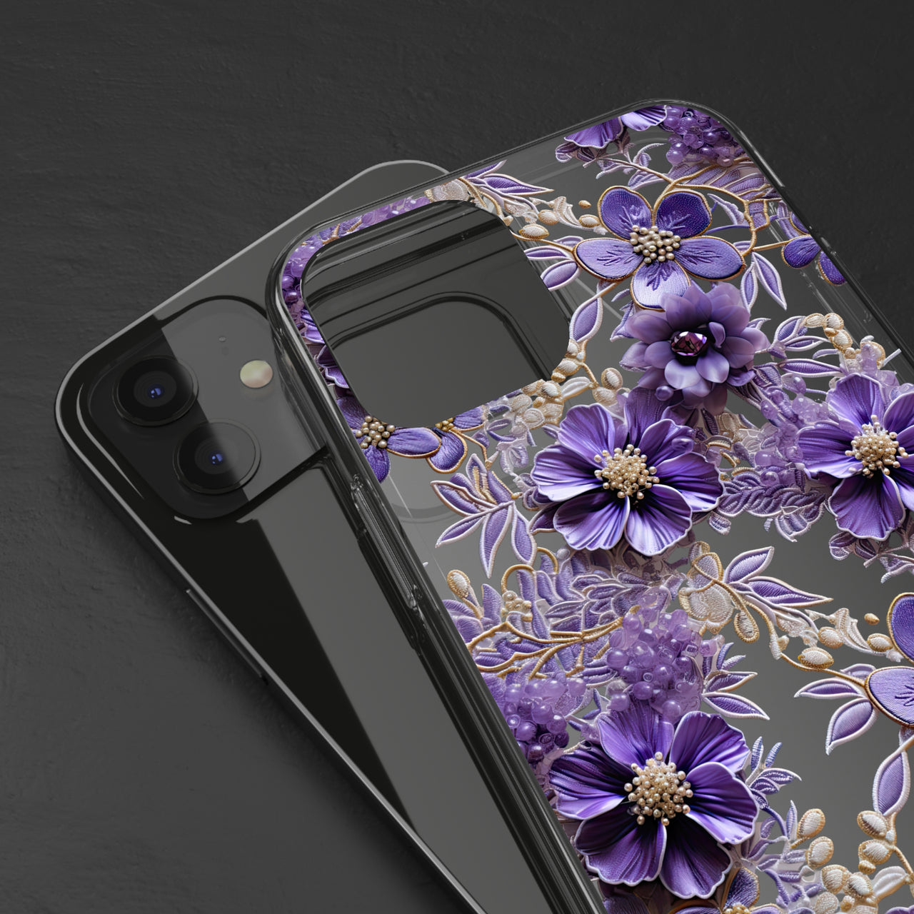 *Clear Case* Violet Meadow - iPhone 12, iPhone 12 Mini, iPhone 12 Pro, iPhone 12 Pro Max - Supports Wireless Charging